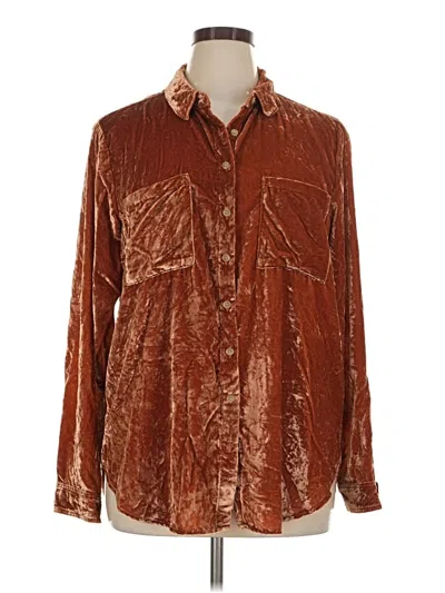 Pre-owned Pilcro Long Sleeve Button Down Shirt In Gold