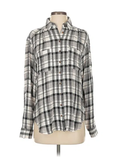 Pre-owned Pilcro Long Sleeve Button Down Shirt In Gray