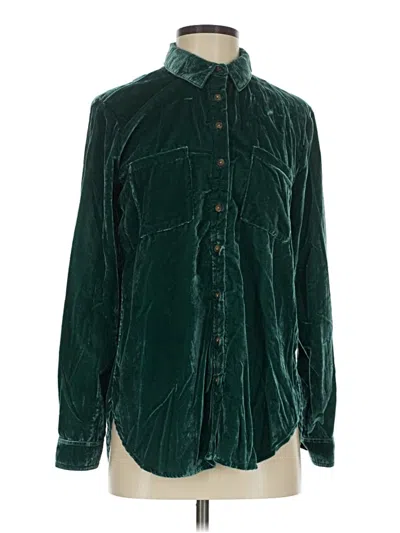 Pre-owned Pilcro Long Sleeve Button Down Shirt In Green