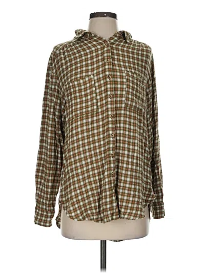 Pre-owned Pilcro Long Sleeve Button Down Shirt In Green