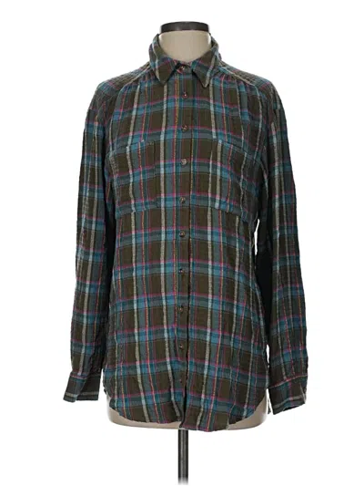 Pre-owned Pilcro Long Sleeve Button Down Shirt In Green