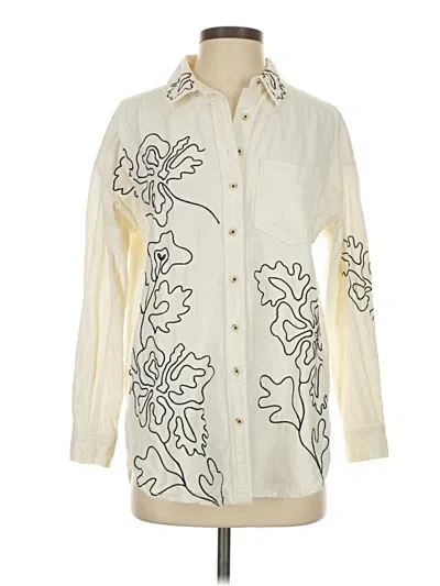 Pre-owned Pilcro Long Sleeve Button Down Shirt In Ivory