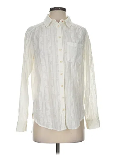 Pre-owned Pilcro Long Sleeve Button Down Shirt In Ivory