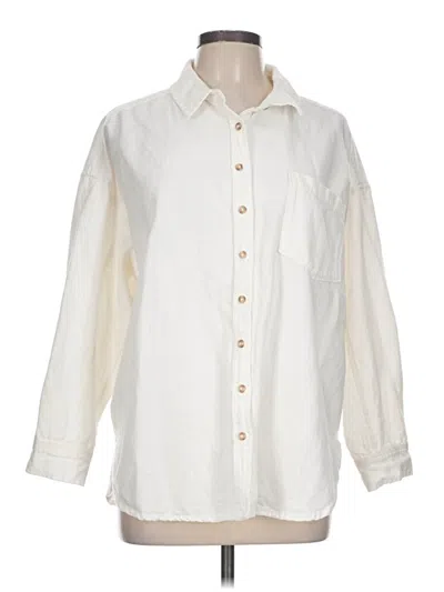 Pre-owned Pilcro Long Sleeve Button Down Shirt In Ivory