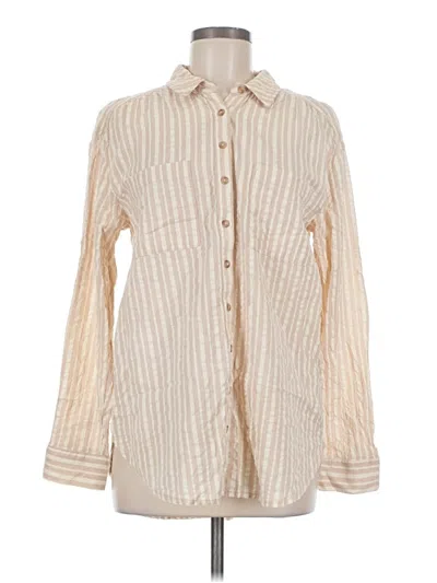 Pre-owned Pilcro Long Sleeve Button Down Shirt In Ivory