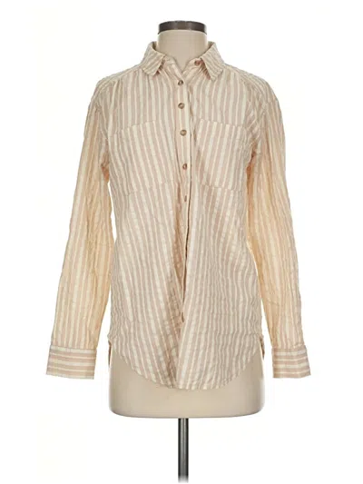 Pre-owned Pilcro Long Sleeve Button Down Shirt In Ivory