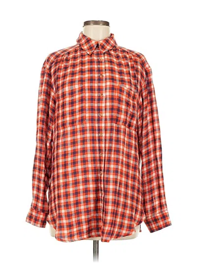 Pre-owned Pilcro Long Sleeve Button Down Shirt In Orange