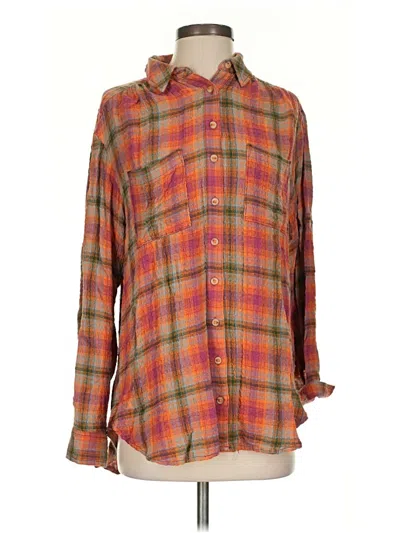 Pre-owned Pilcro Long Sleeve Button Down Shirt In Orange
