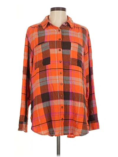 Pre-owned Pilcro Long Sleeve Button Down Shirt In Orange