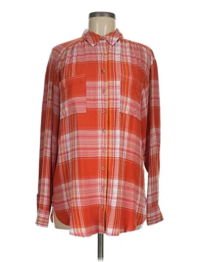 Pre-owned Pilcro Long Sleeve Button Down Shirt In Orange