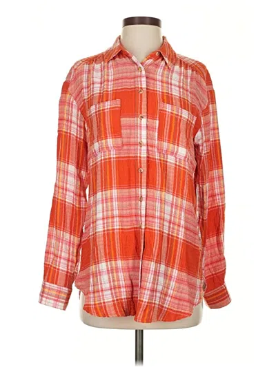 Pre-owned Pilcro Long Sleeve Button Down Shirt In Orange