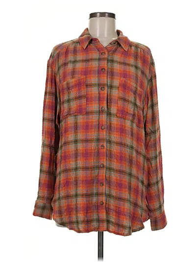Pre-owned Pilcro Long Sleeve Button Down Shirt In Orange