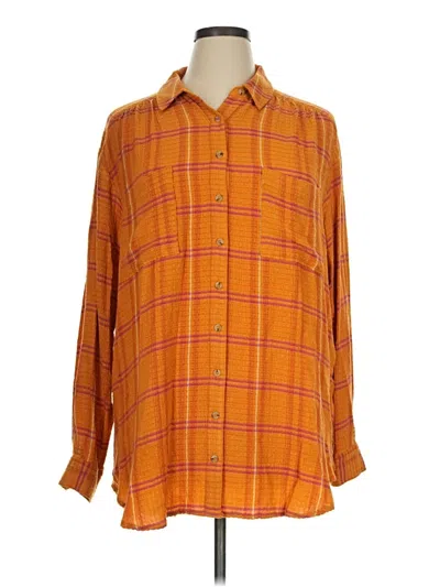 Pre-owned Pilcro Long Sleeve Button Down Shirt In Orange