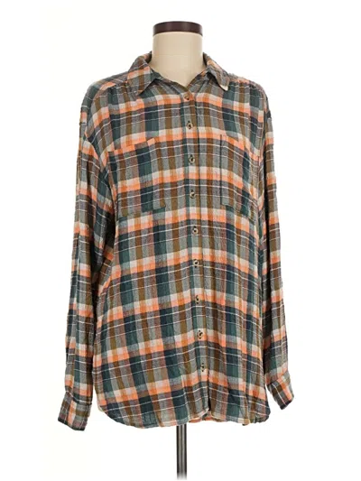 Pre-owned Pilcro Long Sleeve Button Down Shirt In Orange