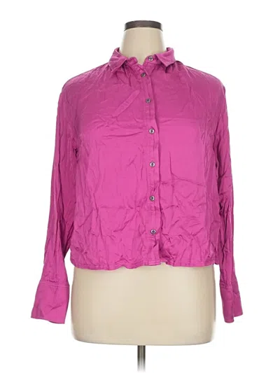 Pre-owned Pilcro Long Sleeve Button Down Shirt In Pink