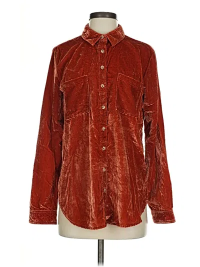 Pre-owned Pilcro Long Sleeve Button Down Shirt In Red