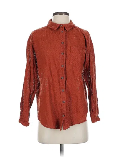 Pre-owned Pilcro Long Sleeve Button Down Shirt In Red