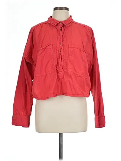 Pre-owned Pilcro Long Sleeve Button Down Shirt In Red