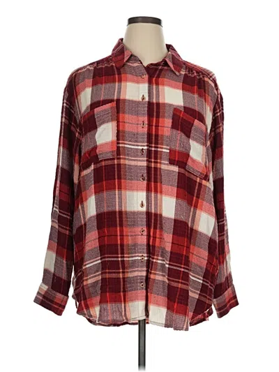 Pre-owned Pilcro Long Sleeve Button Down Shirt In Red