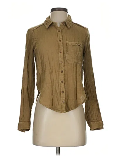 Pre-owned Pilcro Long Sleeve Button Down Shirt In Tan