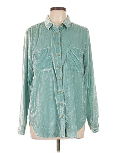 Pre-owned Pilcro Long Sleeve Button Down Shirt In Teal