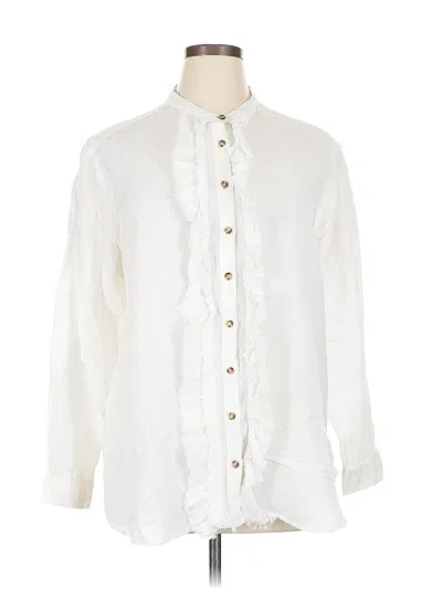 Pre-owned Pilcro Long Sleeve Button Down Shirt In White