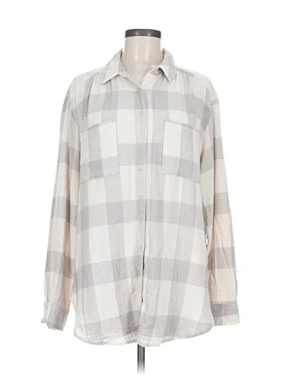 Pre-owned Pilcro Long Sleeve Button Down Shirt In White