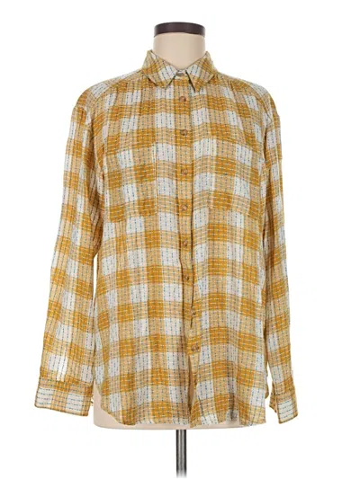 Pre-owned Pilcro Long Sleeve Button Down Shirt In Yellow