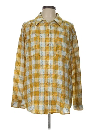 Pre-owned Pilcro Long Sleeve Button Down Shirt In Yellow