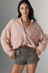 Pilcro Long-sleeve Buttondown Swing Top In Pink