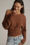 Pilcro Long-sleeve Cozy Top In Brown