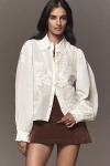 Pilcro Long-sleeve Embroidered Blouse In White