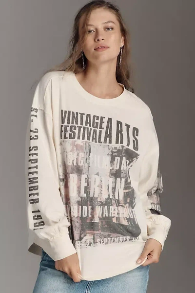 Pilcro Long-sleeve Graphic Band Tee In White