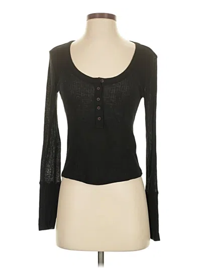 Pre-owned Pilcro Long Sleeve Henley Shirt In Black