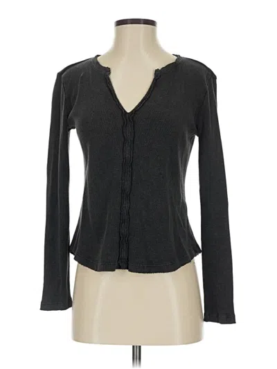 Pre-owned Pilcro Long Sleeve Henley Shirt In Gray