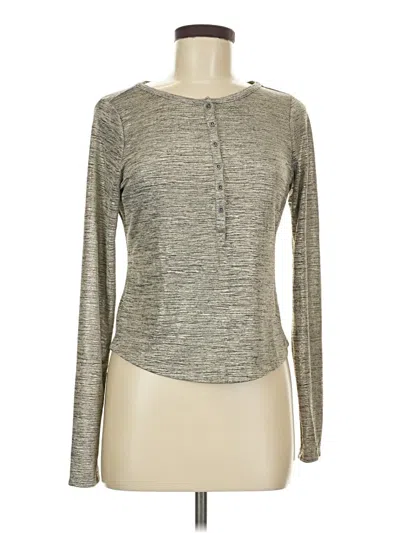 Pre-owned Pilcro Long Sleeve Henley Shirt In Gray