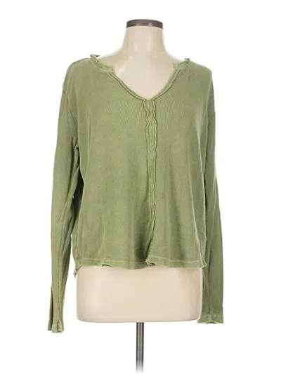 Pre-owned Pilcro Long Sleeve Henley Shirt In Green