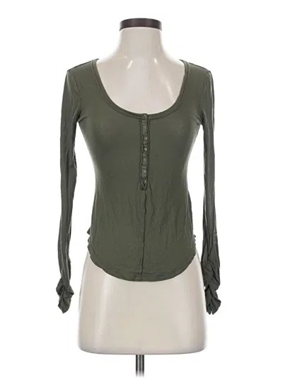 Pre-owned Pilcro Long Sleeve Henley Shirt In Green