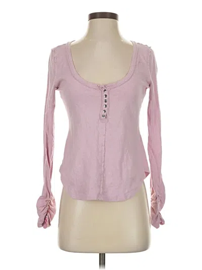 Pre-owned Pilcro Long Sleeve Henley Shirt In Pink
