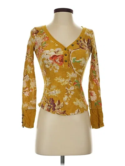 Pre-owned Pilcro Long Sleeve Henley Shirt In Yellow