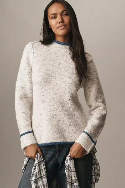 Pilcro Long-sleeve Mock-neck Bird Sweater In Neutral