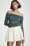 Pilcro Long-sleeve Off-the-shoulder Top In Green