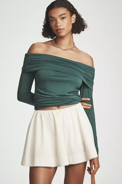 Pilcro Long-sleeve Off-the-shoulder Top In Blue