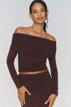 Pilcro Long-sleeve Off-the-shoulder Top In Brown
