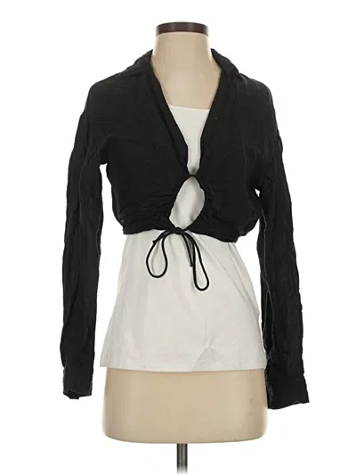 Pre-owned Pilcro Long Sleeve Polo Shirt In Black