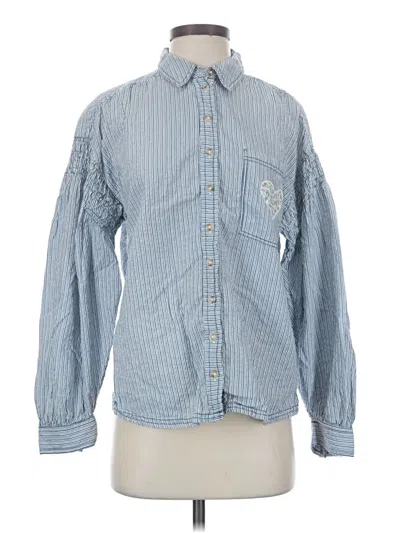 Pre-owned Pilcro Long Sleeve Polo Shirt In Blue