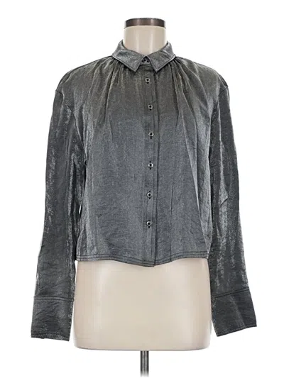 Pre-owned Pilcro Long Sleeve Polo Shirt In Gray