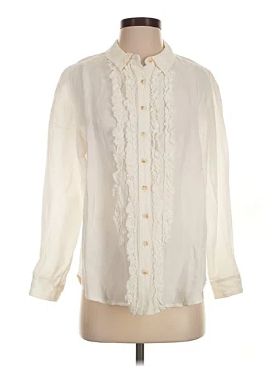 Pre-owned Pilcro Long Sleeve Polo Shirt In Ivory