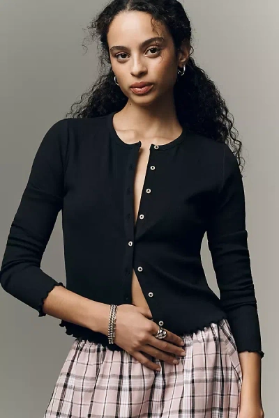 Pilcro Long-sleeve Ruffle-hem Cardigan Sweater In Blue