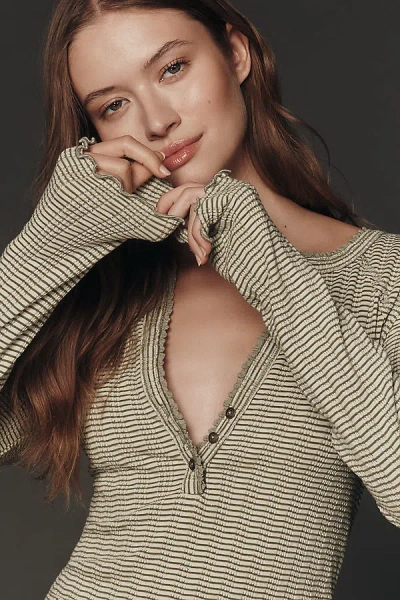 Pilcro Long-sleeve Ruffled Lace-trim Top In Multi